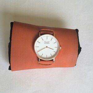 Handcrafted Statement Cuff Watch, 100% Leather +beaded basket for storage.